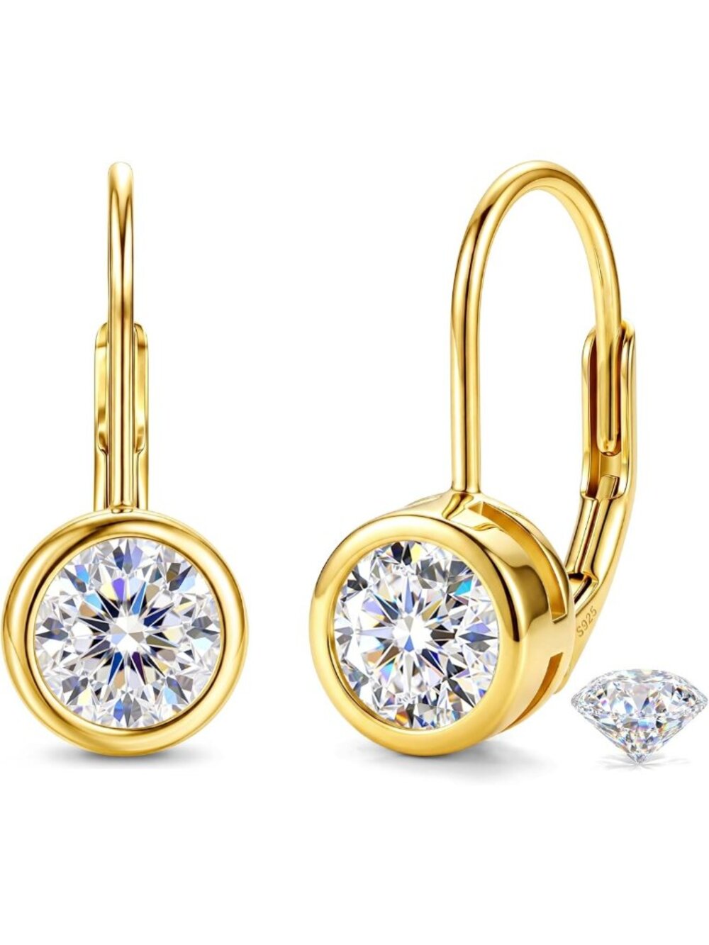 Stunning Moissanite 925 Sterling Silver Leverback Earrings, 1.2-2CT Sparkle
